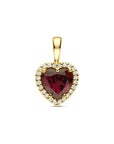 14K geelgouden hanger hartje roze rhodoliet en diamant 0.06ct h si 13 mm - 4034175 - PansiteNederland.nl