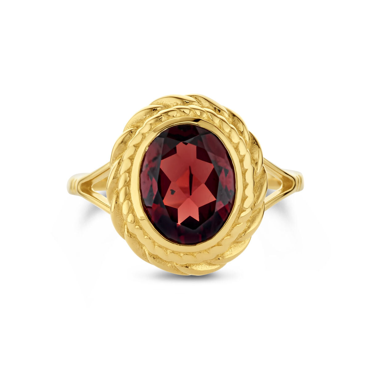 Ring granaat 14K geelgoud