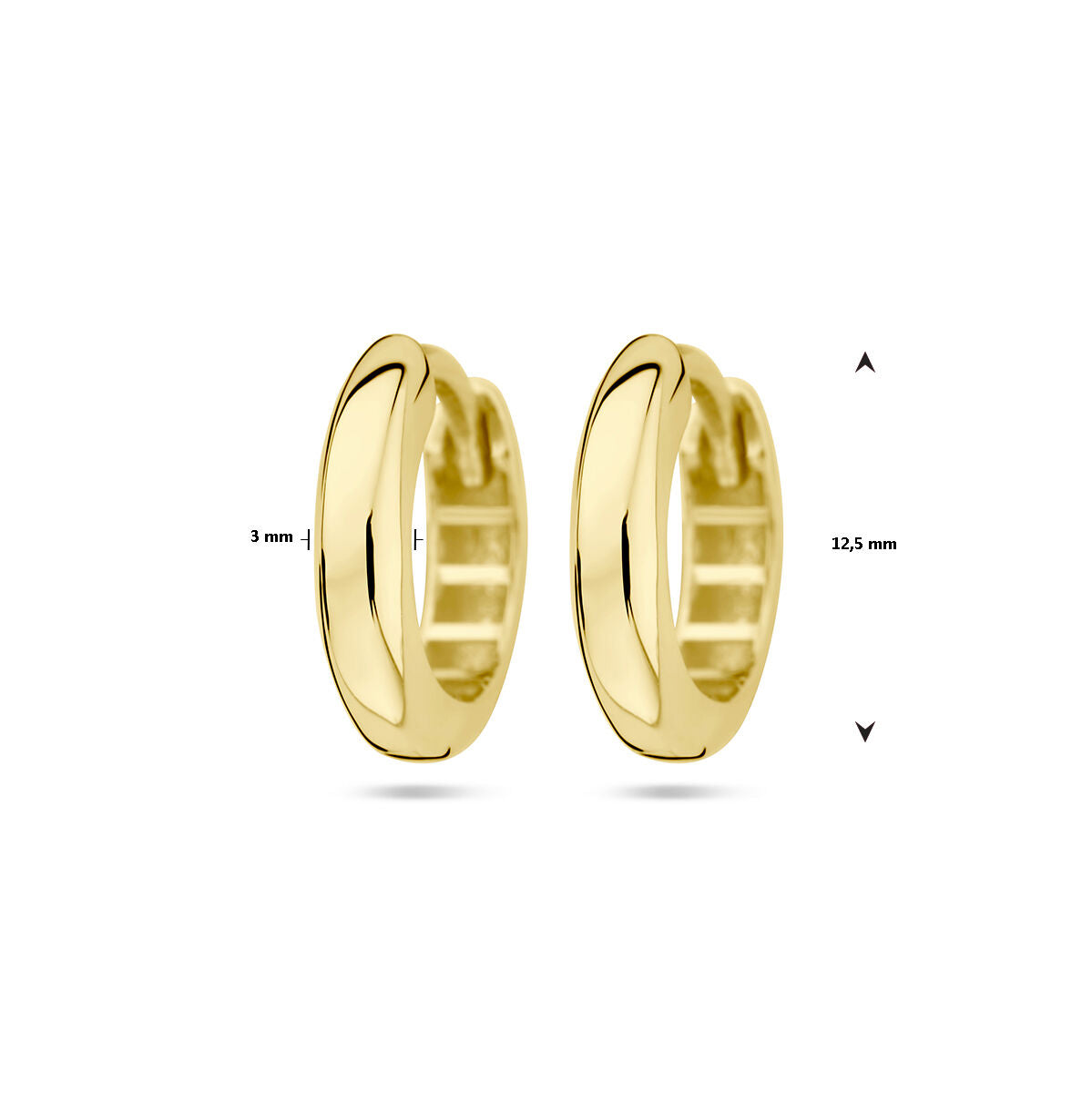 9K Geelgouden 9k klapoorringen 12,5 mm halfronde buis - 8000259 - PansiteNederland.nl