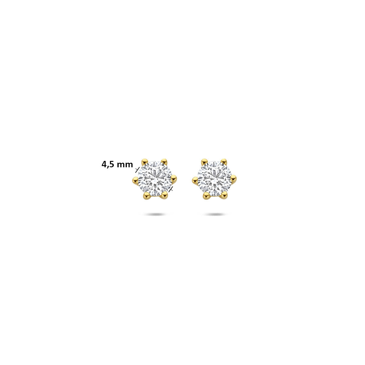Fantasy Collection Oorbellen lab grown diamant 0.75ct (2x 0.375ct) f vs 4,5 mm 14K geelgoud