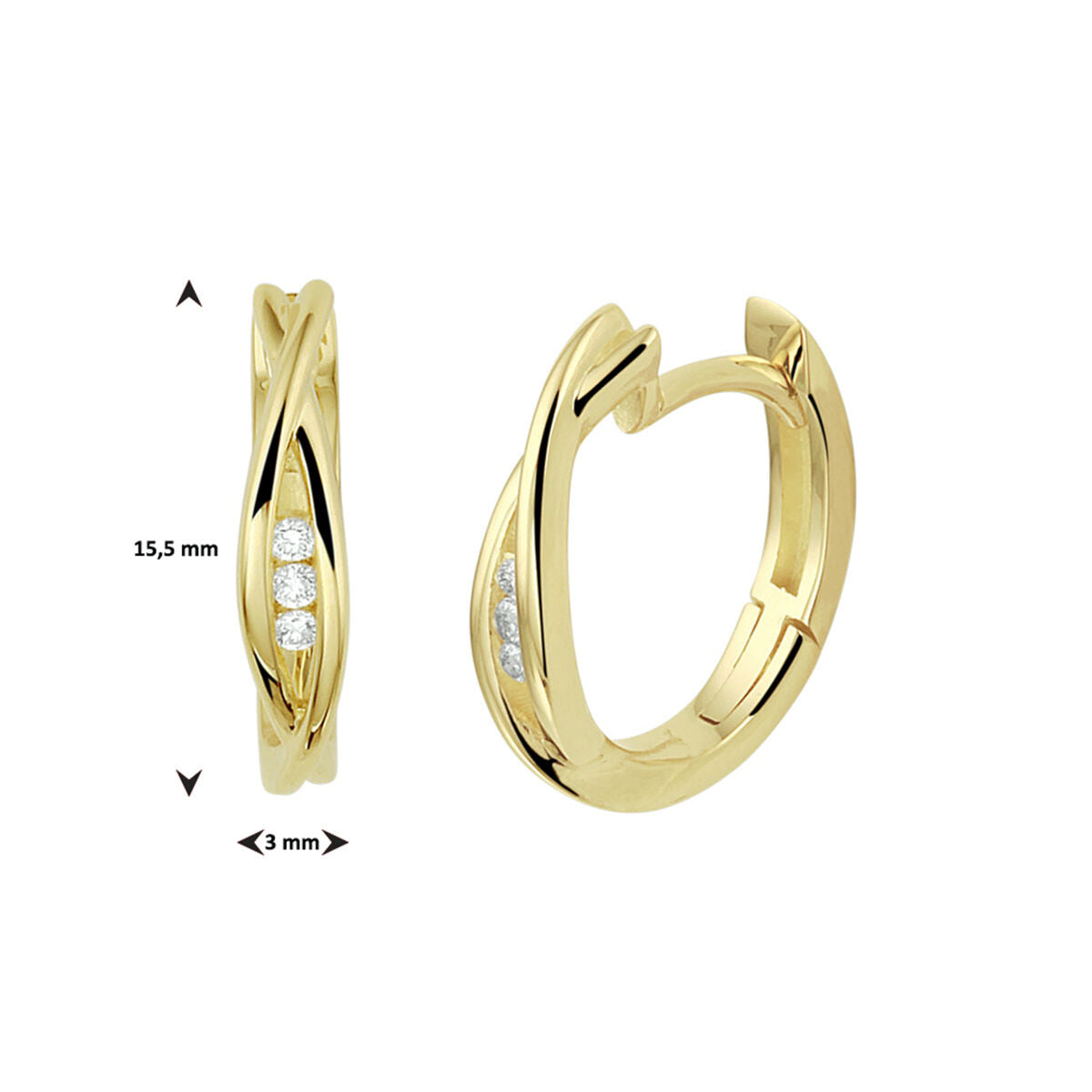 Fantasy Collection Oorbellen diamant 0.06ct (2x 0.03ct) h si 14K geelgoud