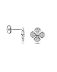 Zilveren gerhodineerde oorknoppen bloem zirkonia 9,5 mm - 1341566
