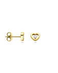 14K geelgouden oorknoppen hartjes diamant 0.10ct 2x 0.05ct h si 5,5 mm - 4034667