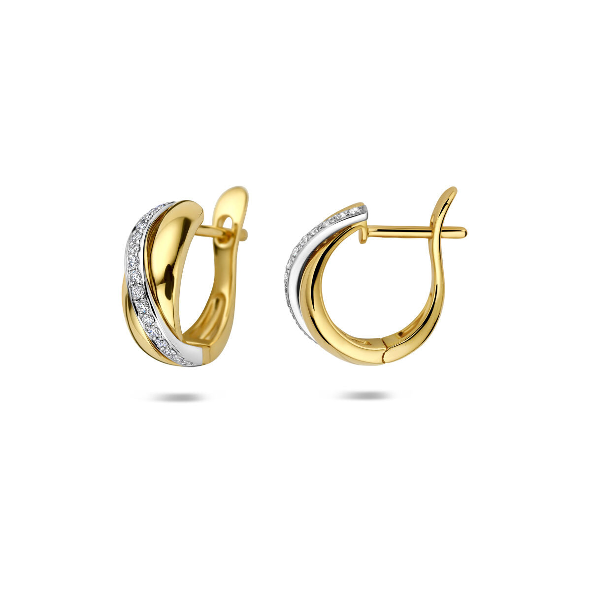 Fantasy Collection Oorbellen diamant 0.17ct (2x 0.085ct) h si 13 mm 14K bicolor goud