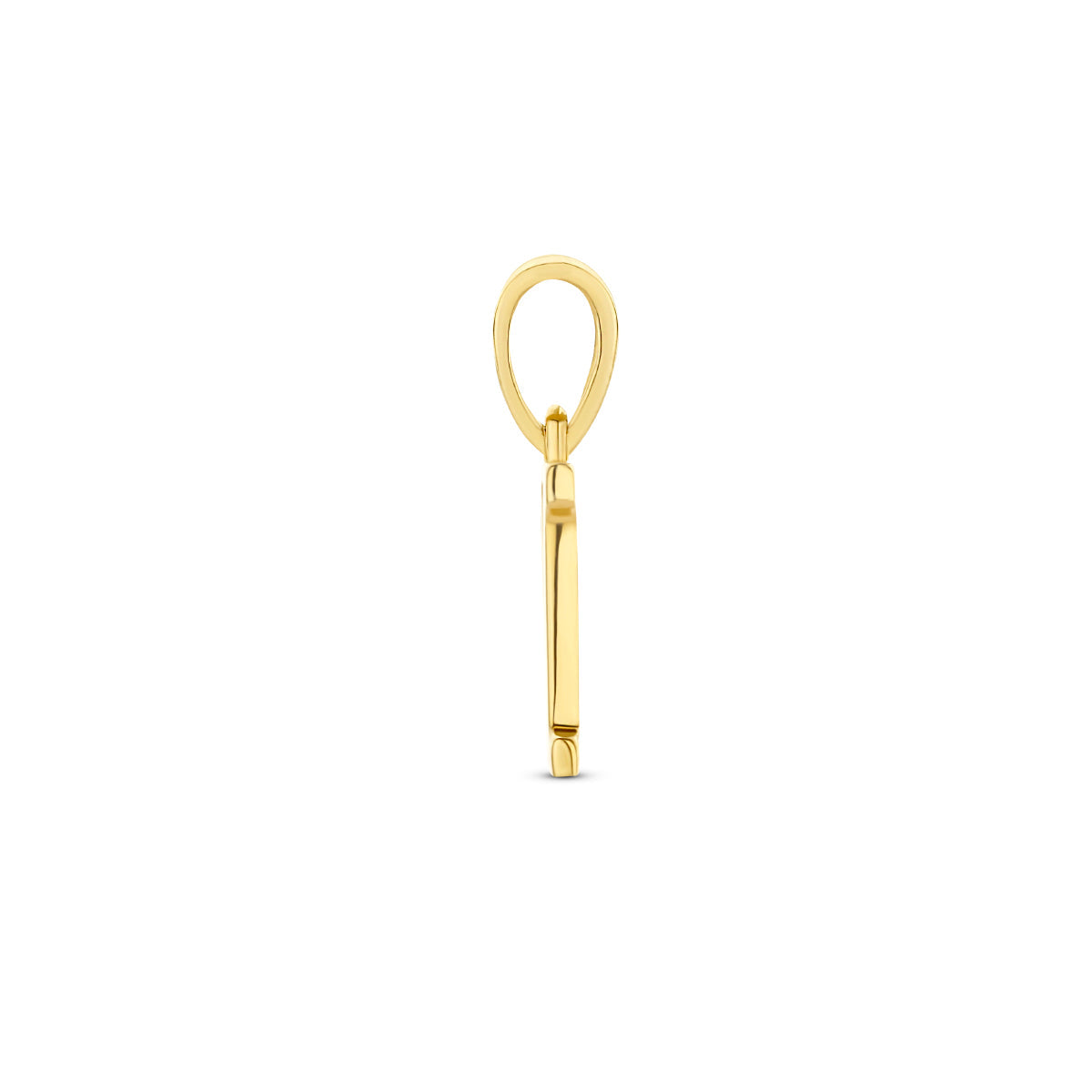 Hanger letter M zirkonia 14 mm 14K geelgoud #Letter_M
