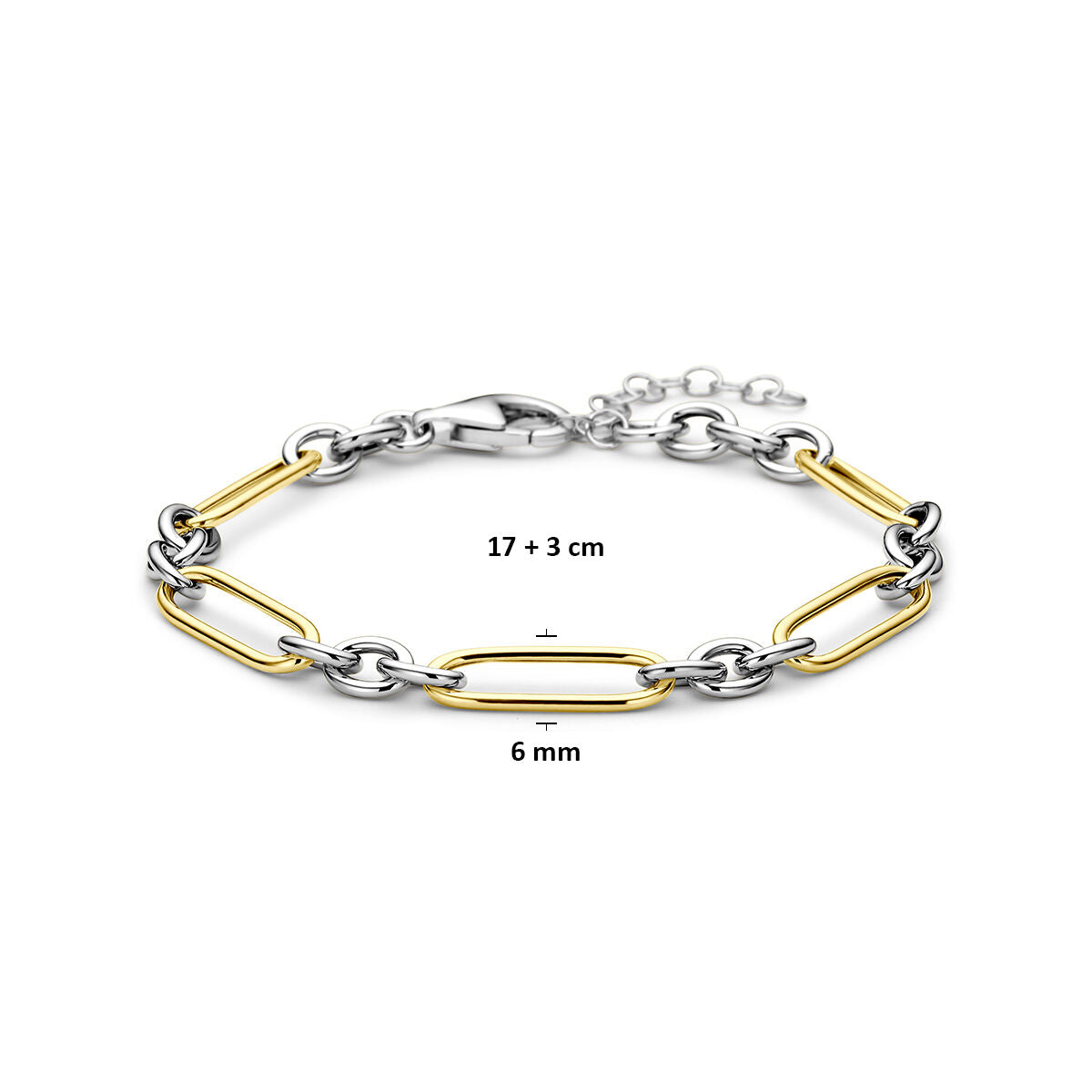 Armband 6 mm 17 + 3 cm 3 micron zilver verguld