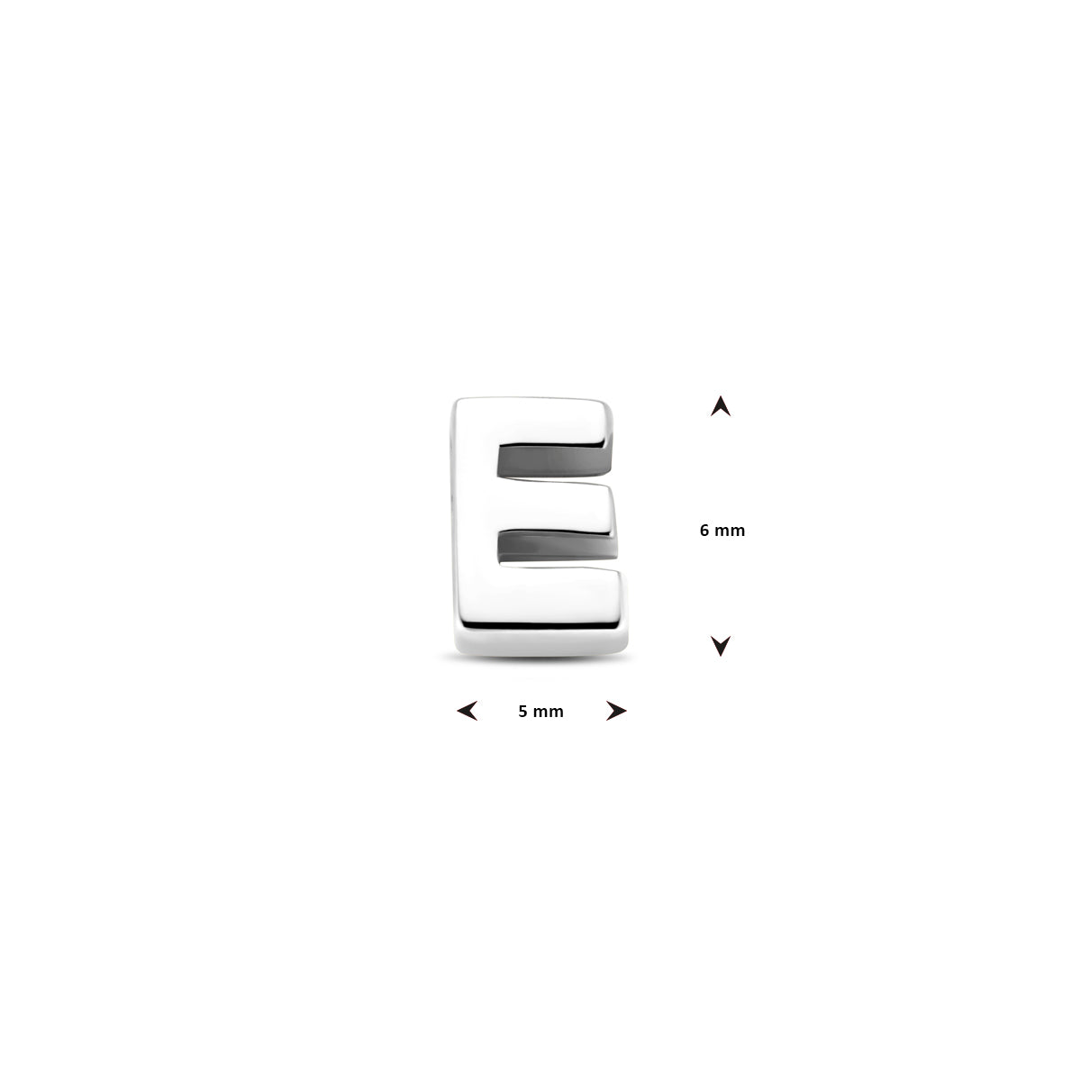 Hanger letter E 6 mm zilver #Letter_E