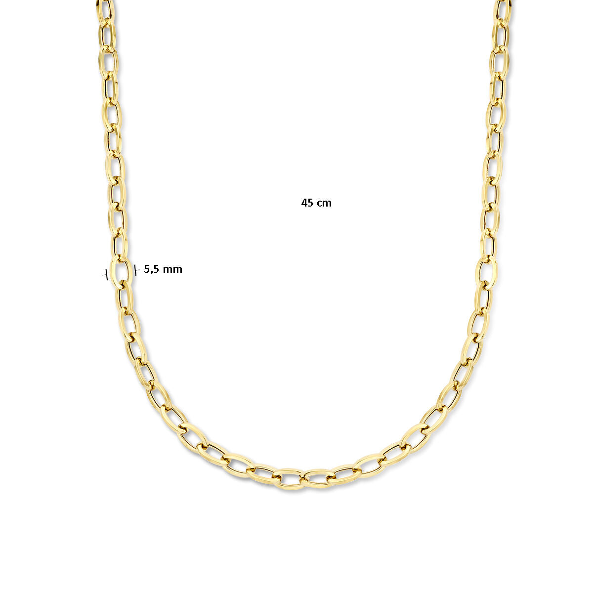 14K geelgoud collier paperclip vierkante buis 5,5 mm 45 cm 4027296 - PansiteNederland.nl