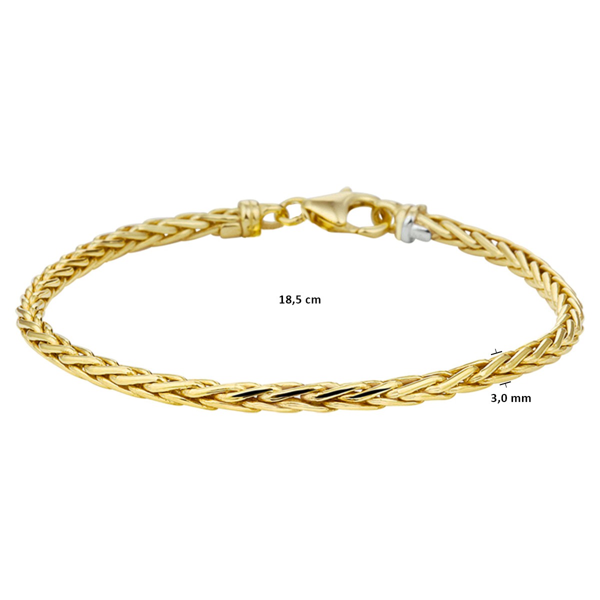 Armband vossestaart massief 3,0 mm 18,5 cm silgold