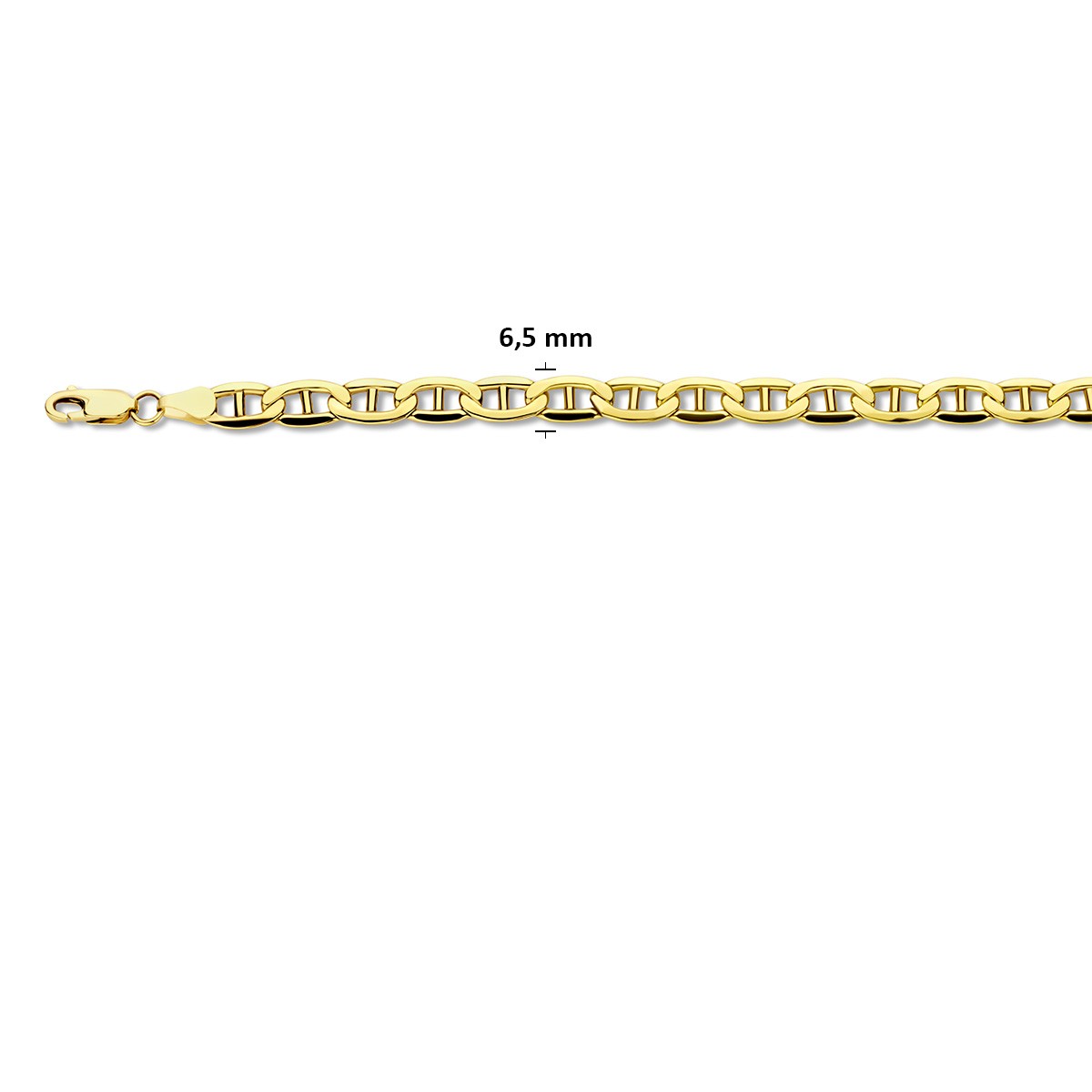 Armband anker massief 6,5 mm silgold