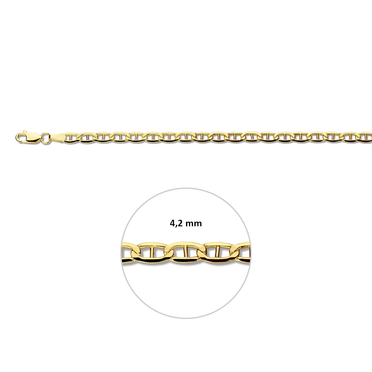 Collier anker massief 4,2 mm silgold