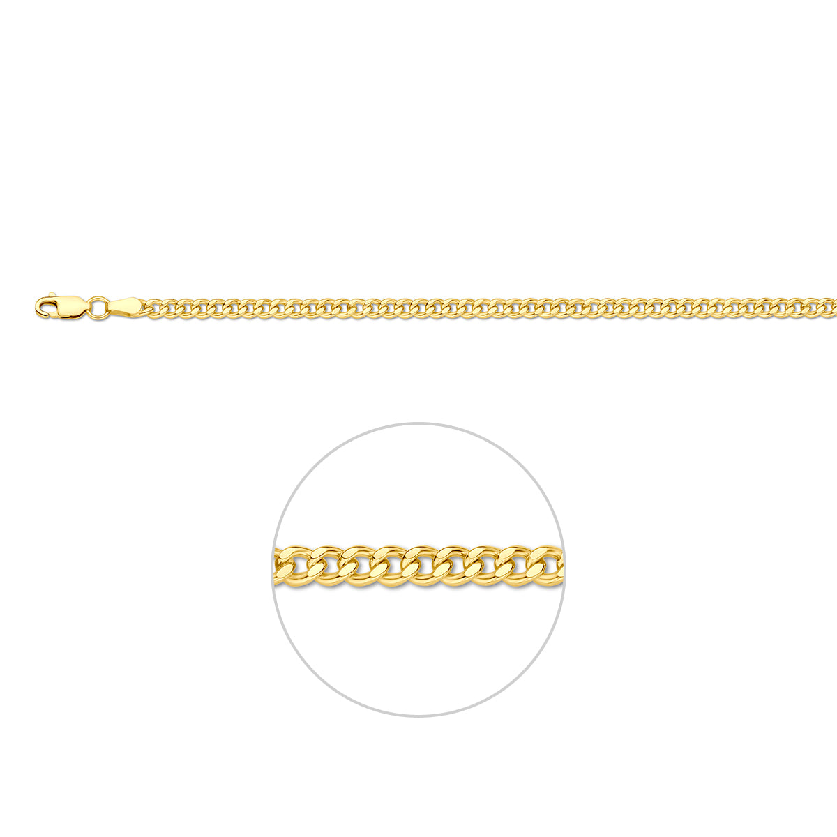 Ketting Gourmette massief 3,7 mm Silgold (geel met zilverkern)