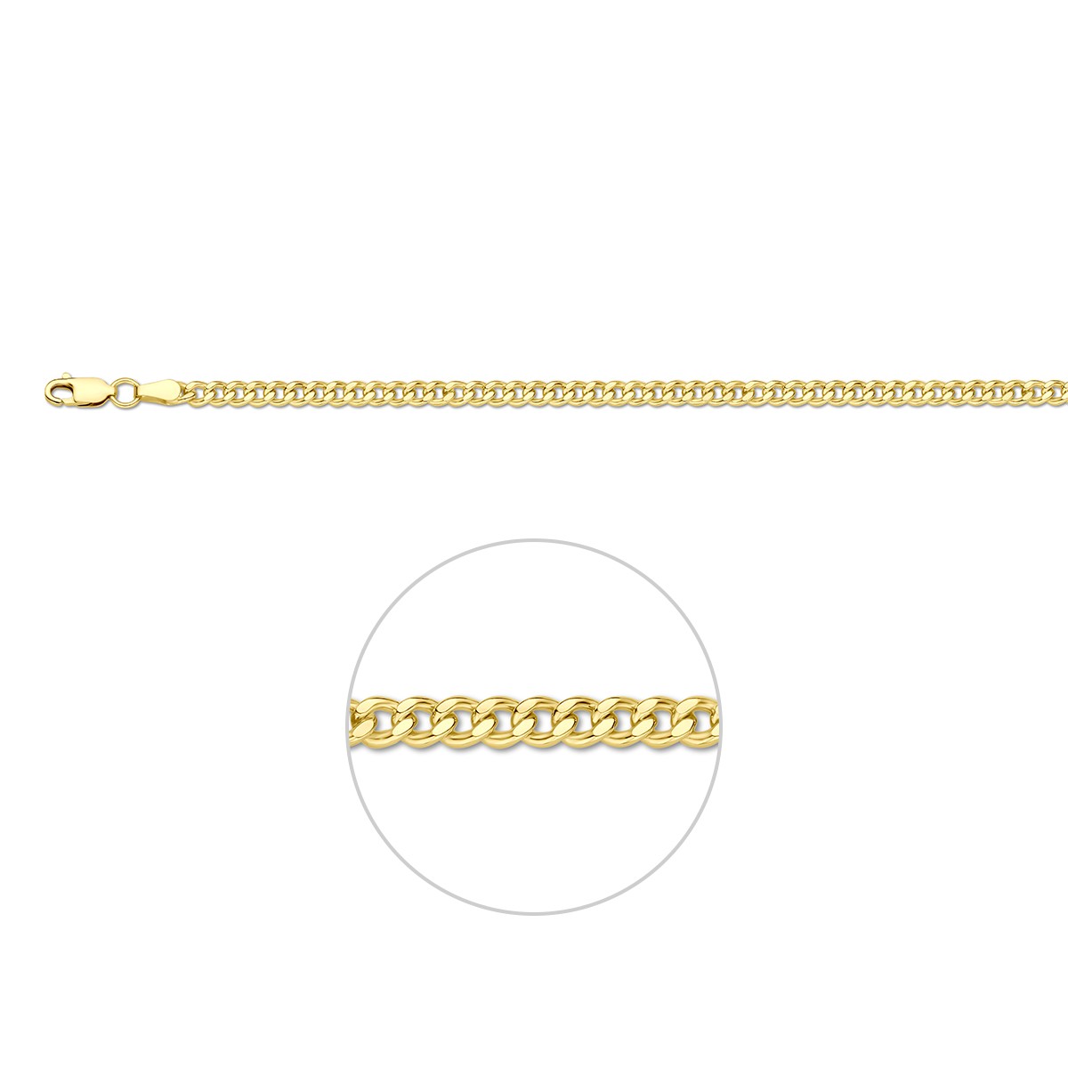 Armband Gourmette massief 3,7 mm Silgold (geel met zilverkern)