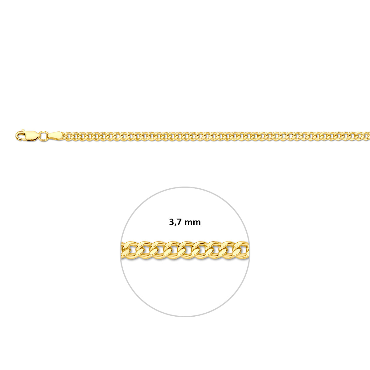 Ketting Gourmette massief 3,7 mm Silgold (geel met zilverkern)