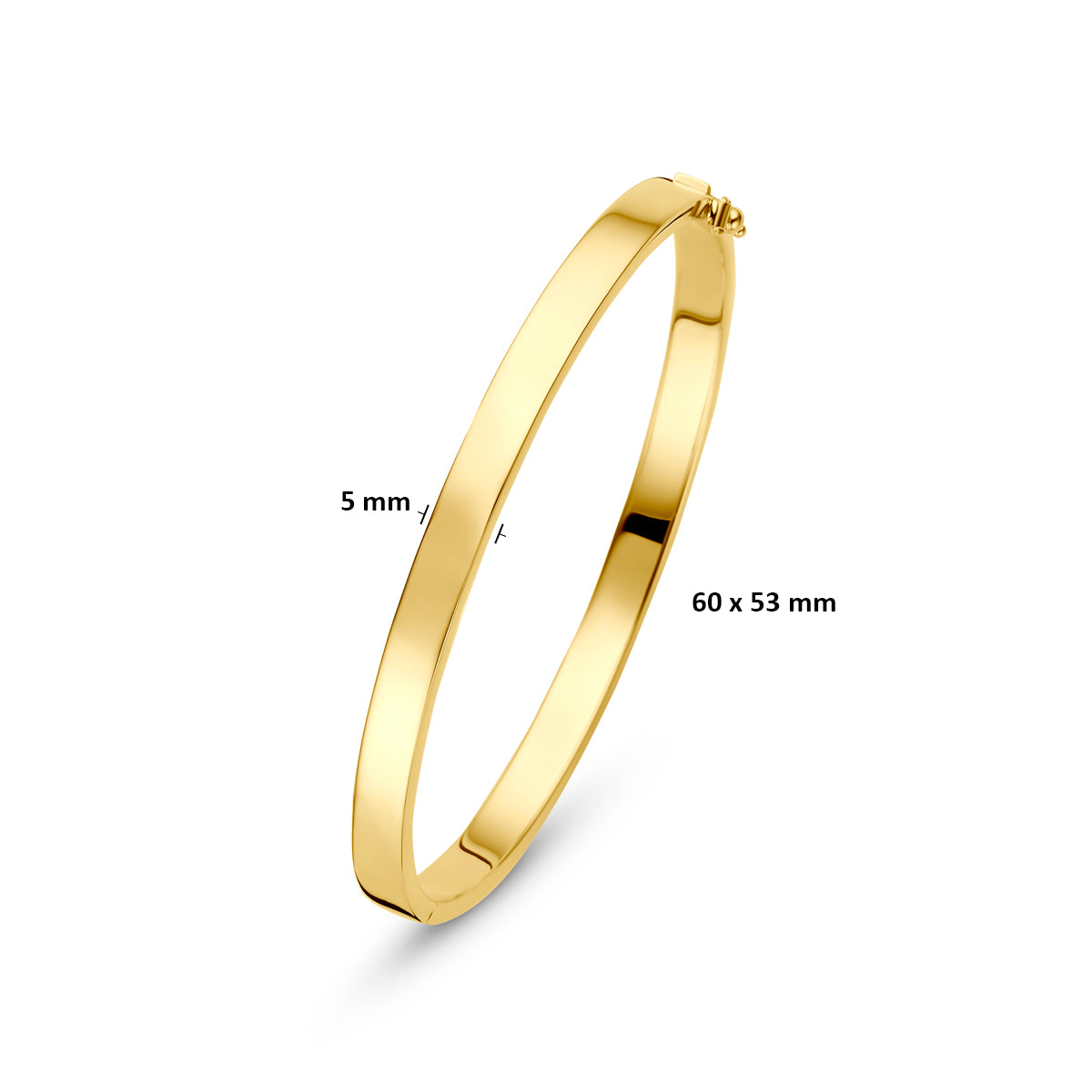 Bangle scharnier vlakke buis massief silgold 5 mm