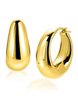 ZINZI gold plated zilveren oorringen met brede buis (9mm) en ovaal model, handige bovensluiting 31mm ZIO2750G - PansiteNederland.nl