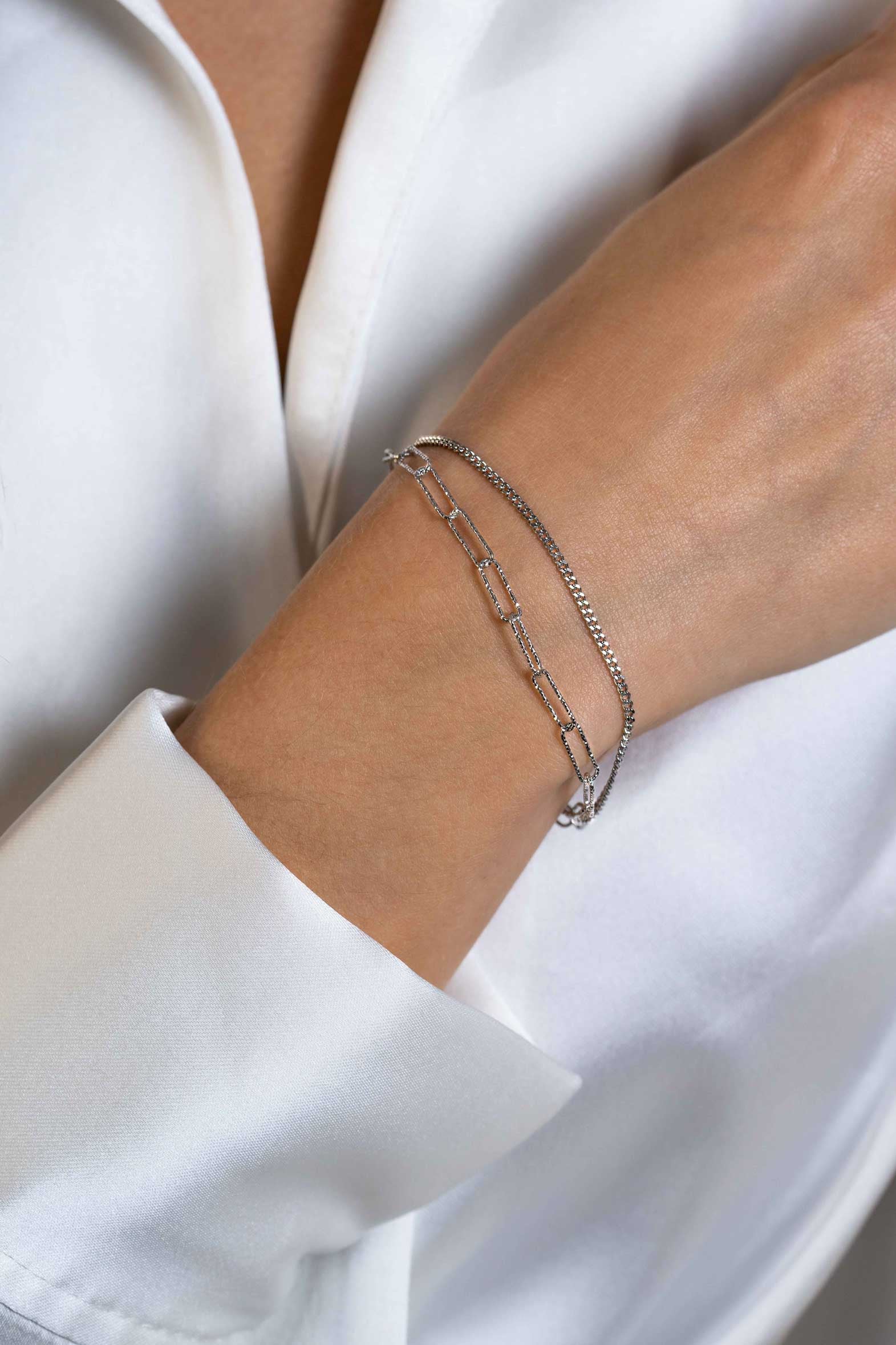 ZINZI zilveren multi-look armband met gourmette en paperclip schakels - ZIA2367