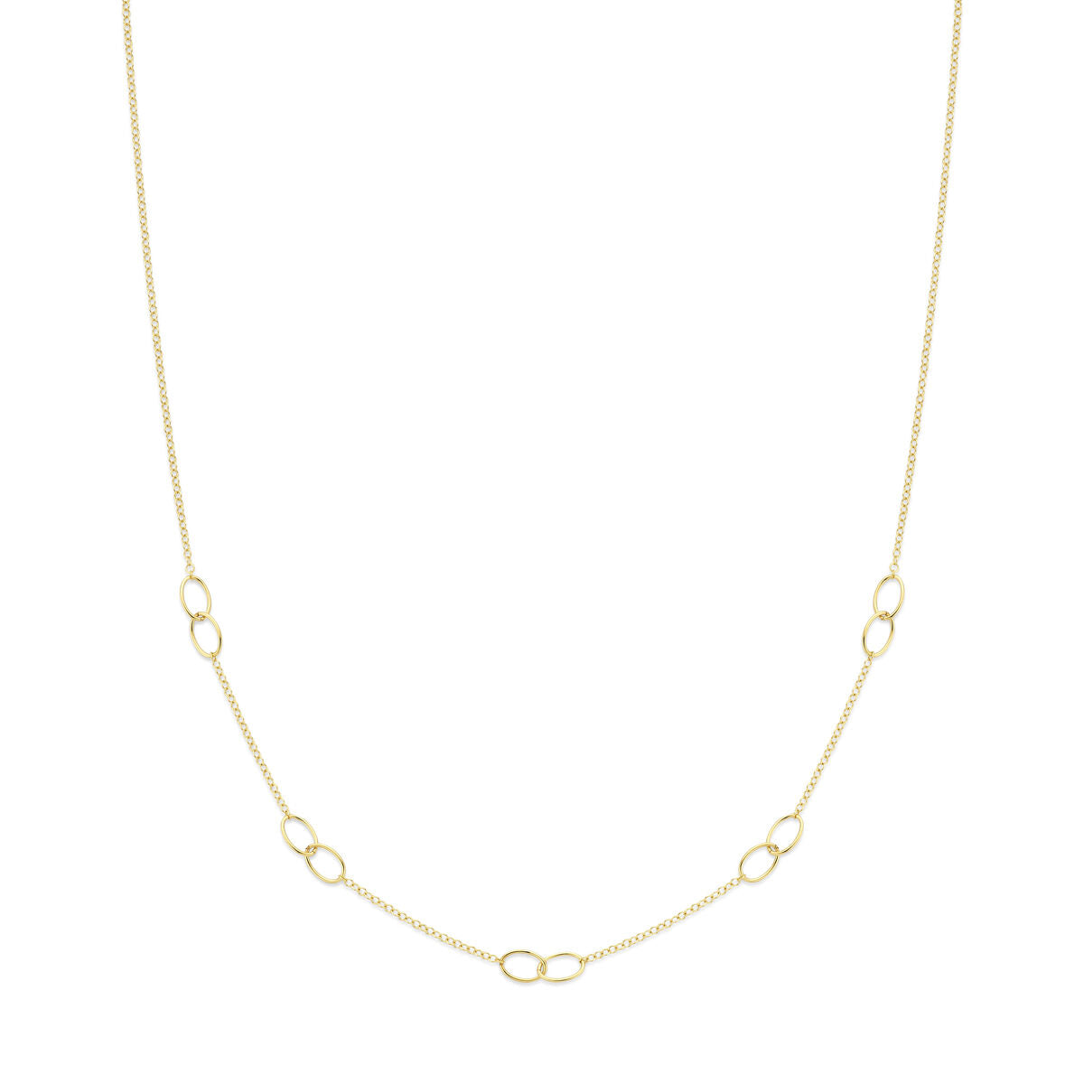 Fantasy Collection Collier ovaaltjes 43 + 2 cm 14K geelgoud