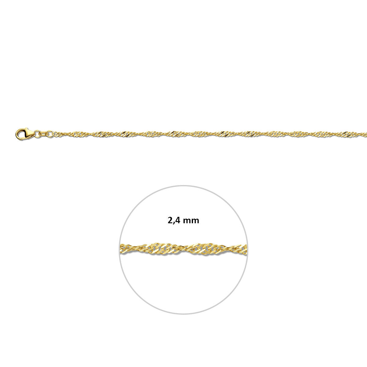 Ketting singapore 2,4 mm 9K geel