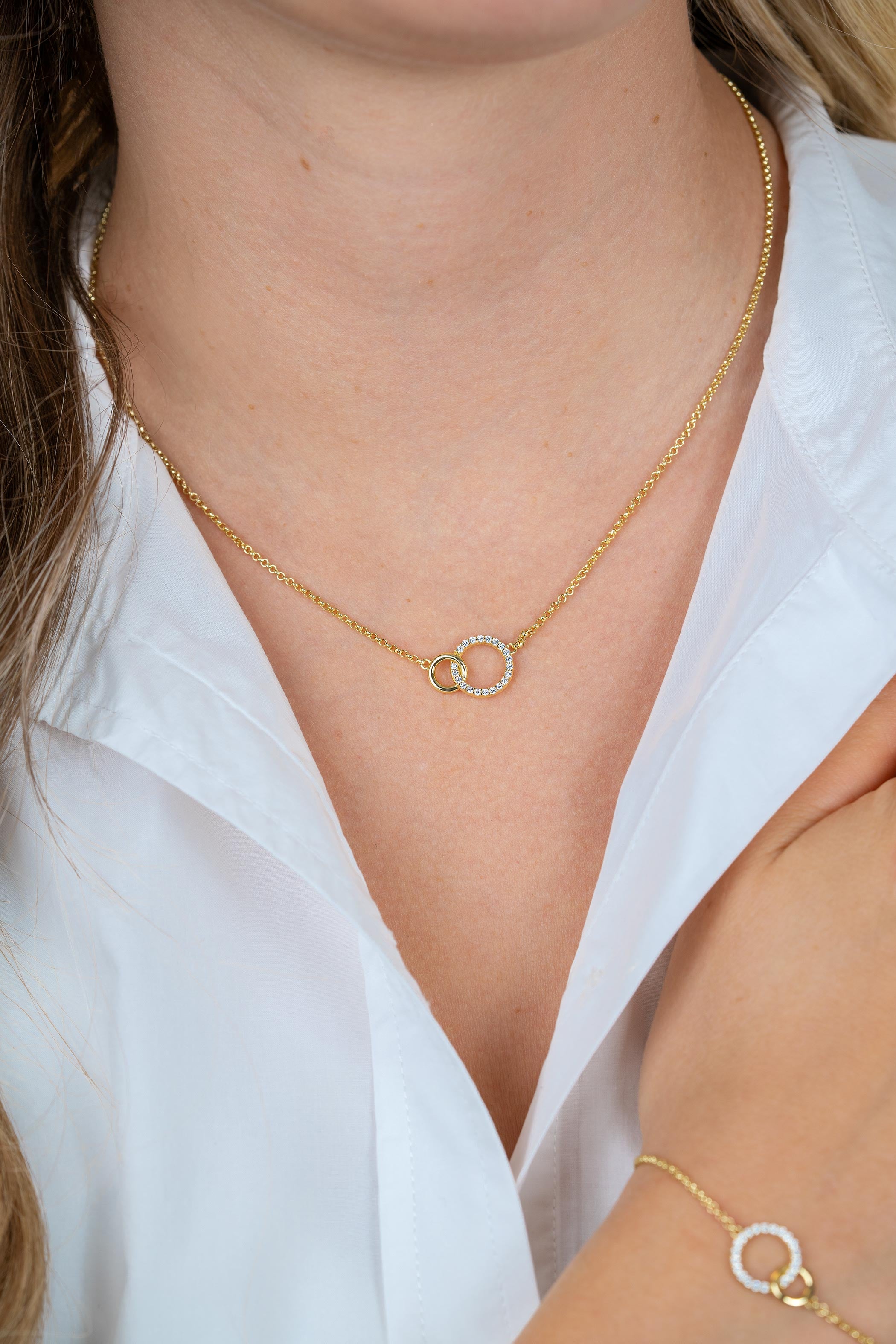 ZINZI Verguld Zilveren Ketting met Witte Zirkonia - ZIC1782Y