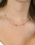 ZINZI Gold Plated Zilveren Schakelketting met Mintgroene & Blauwe Klavers 40-45cm ZIC2763