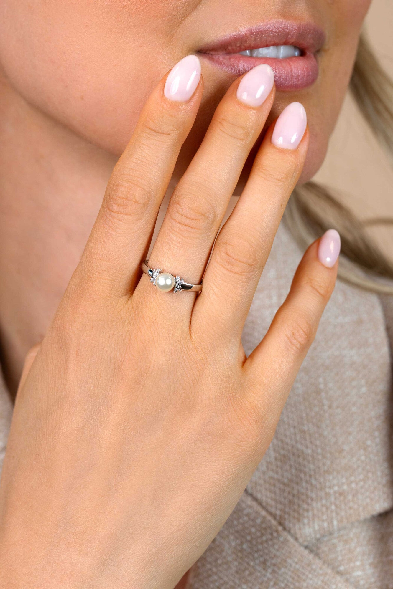 ZINZI Zilveren Ring met Parel en Zirkonia ZIR2863