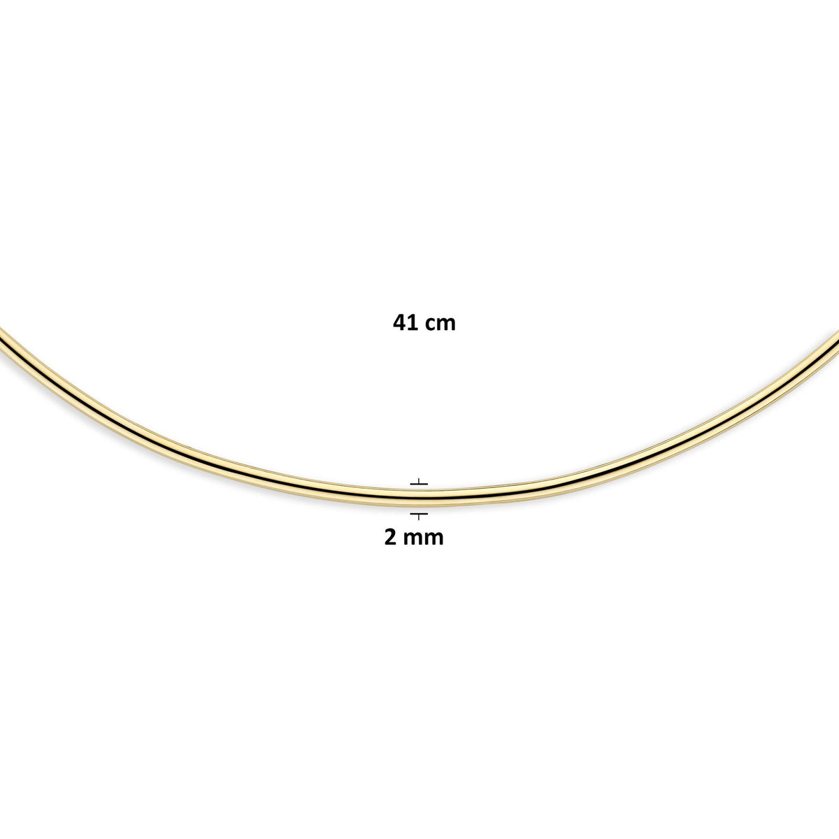 Collier spang 2 mm 14K geelgoud 41 cm