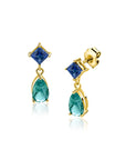 ZINZI gold plated zilveren oorstekers turquoise peer en blauwe ruitvorm 17,5mm ZIO2745 - PansiteNederland.nl