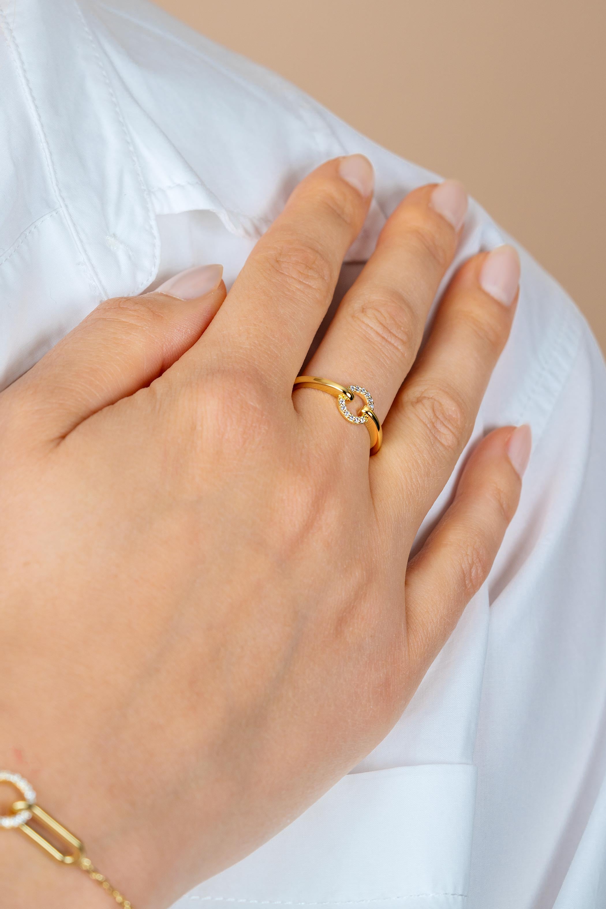 ZINZI Verguld Zilveren Ring met Witte Zirkonia ZIR2809