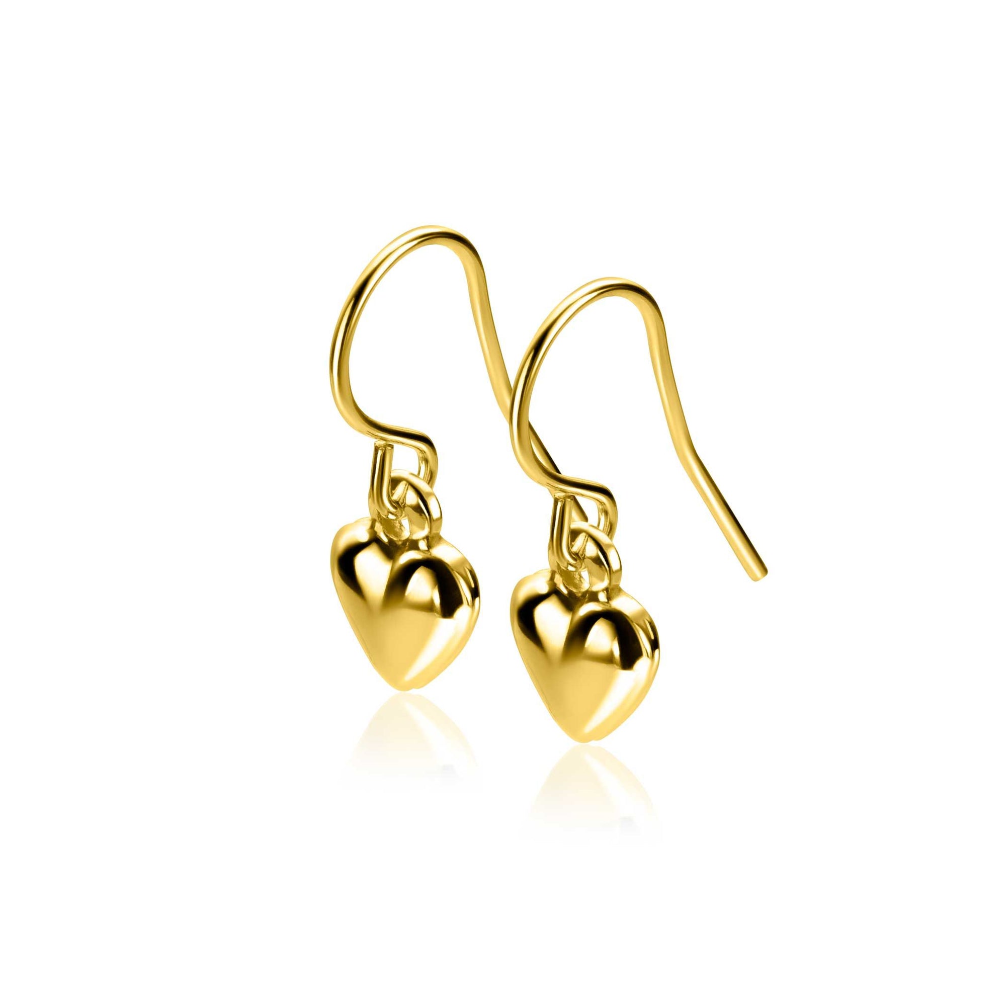 Zinzi 23mm gold plated zilveren oorhangers met bol hart ZIO2661 - PansiteNederland.nl