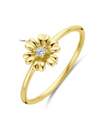14K Geelgouden ring bloem en zirkonia 4031059