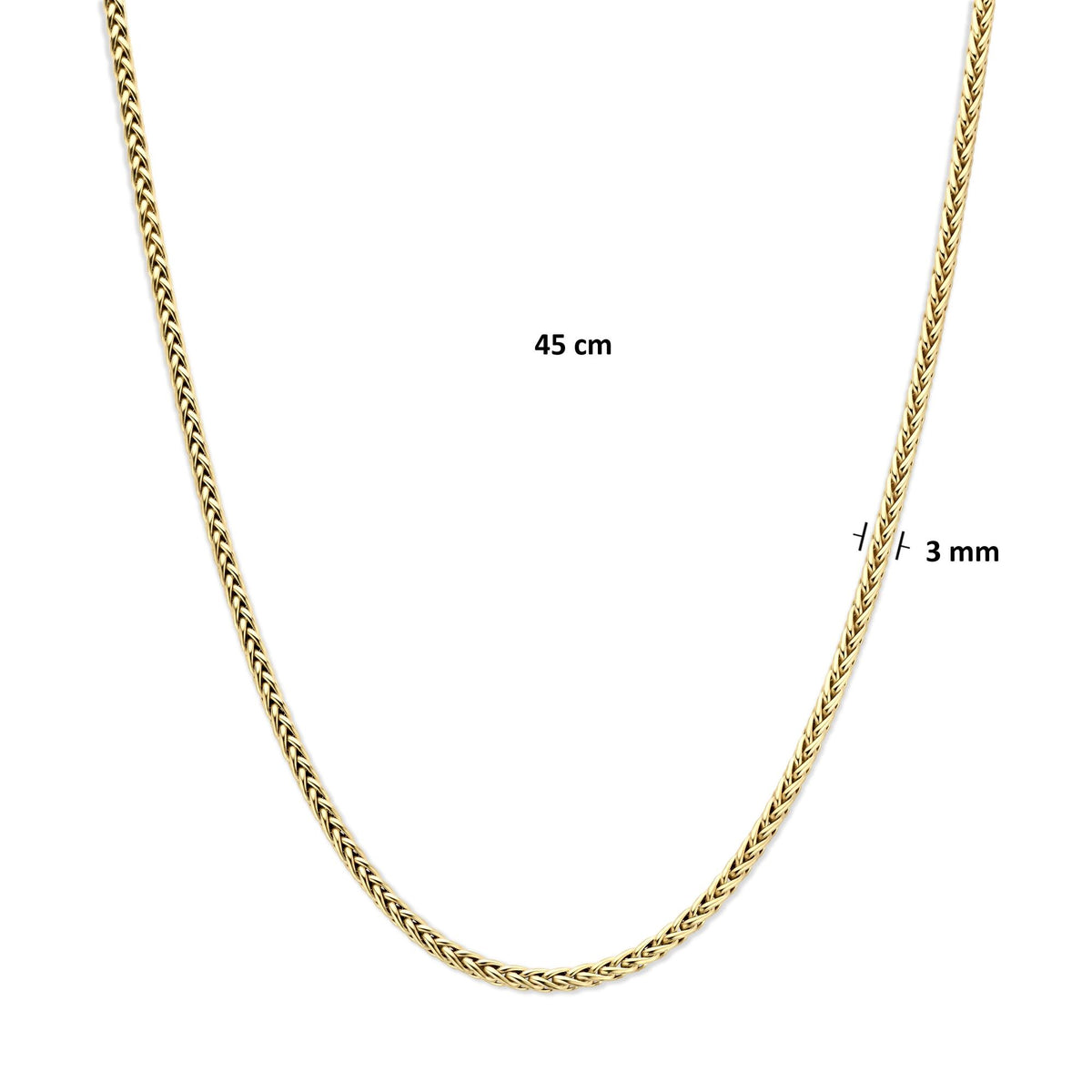 Collier vossestaart 3,0 mm 45 cm massief 9K geelgoud