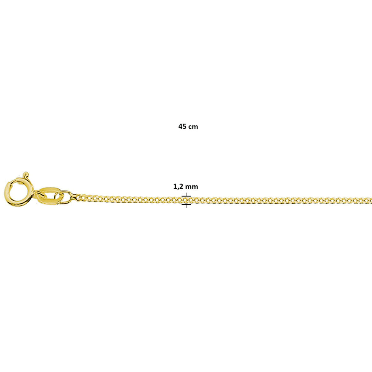 Zilver Verguld (Geel) Collier Gourmette 4-Zijdes Geslepen 1,2 mm 3 Micron 2103367 - PansiteNederland.nl