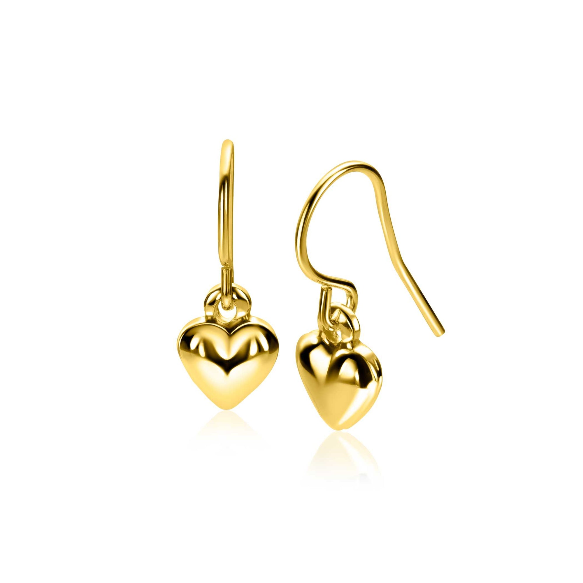 Zinzi 23mm gold plated zilveren oorhangers met bol hart ZIO2661 - PansiteNederland.nl