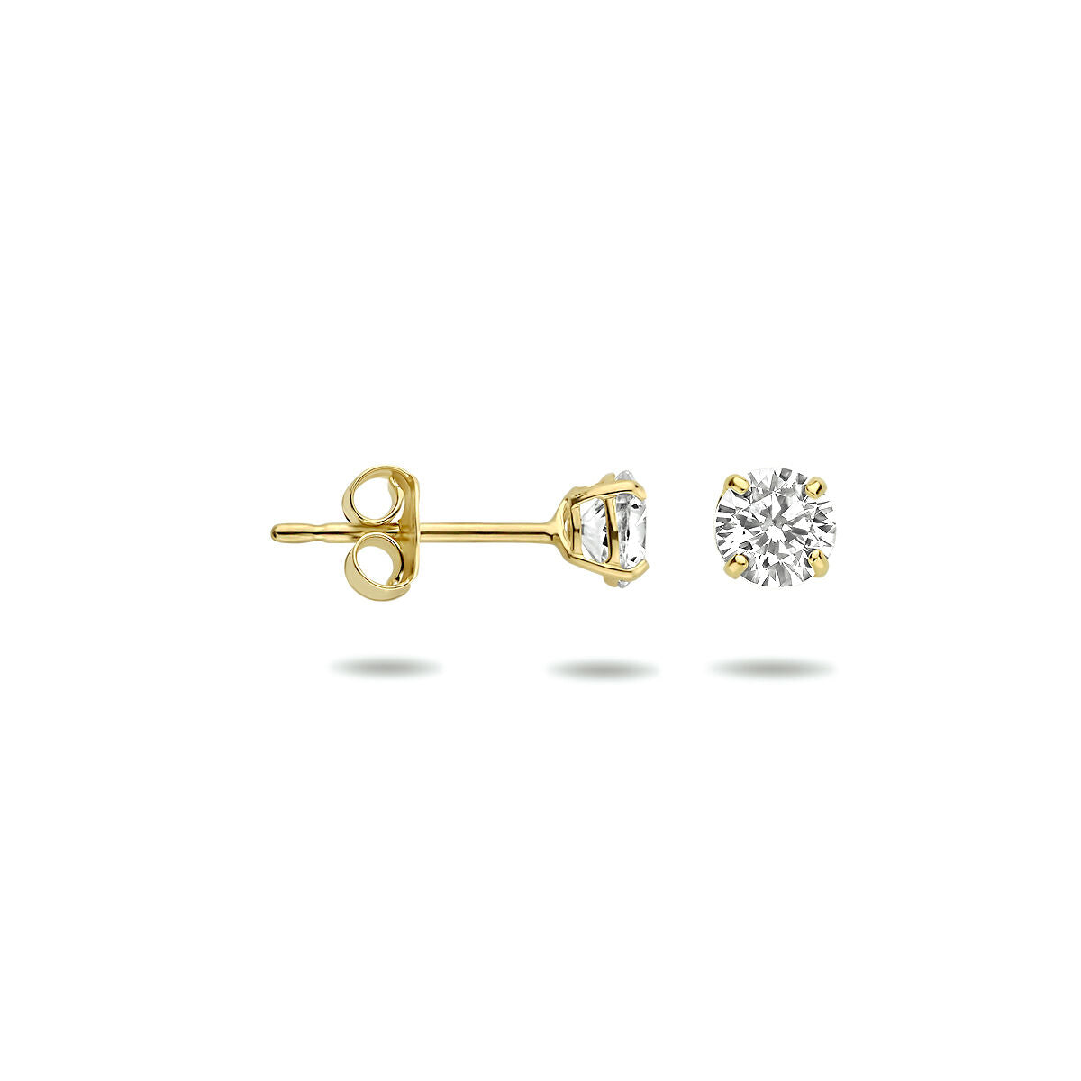 9K Geelgouden 9k oorknoppen zirkonia 4 mm - 8000200