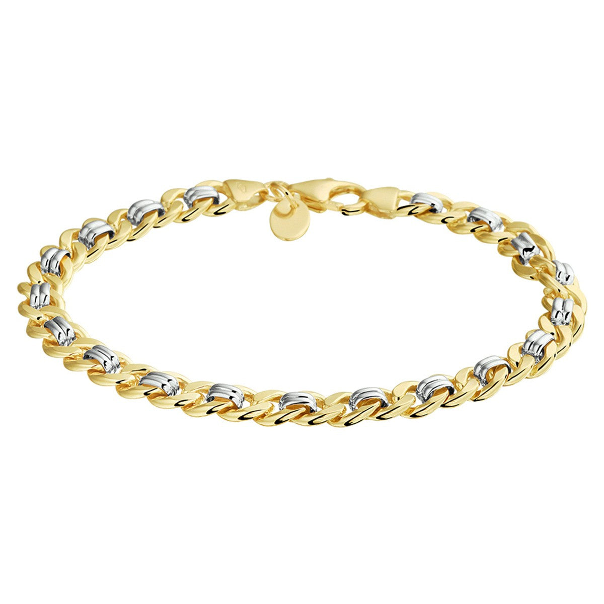 Zilgold (Bicolor Goud Met Zilverkern) Armband Geslepen Gourmet 6,2 Mm 19 Cm 5200014 - PansiteNederland.nl