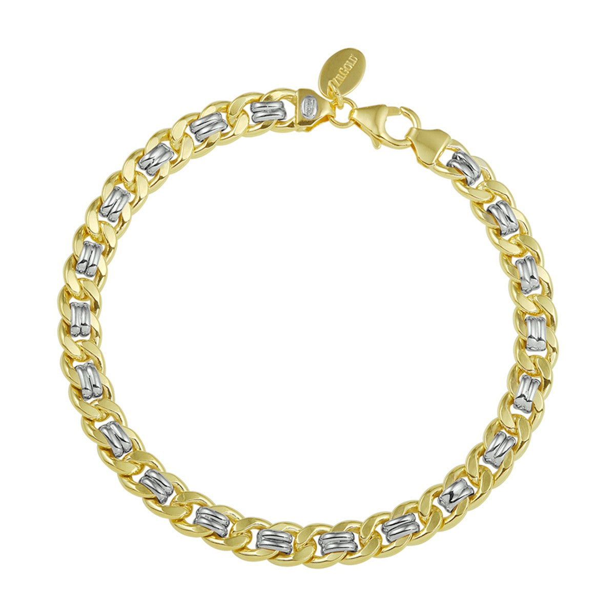 Zilgold (Bicolor Goud Met Zilverkern) Armband Geslepen Gourmet 6,2 Mm 19 Cm 5200014 - PansiteNederland.nl