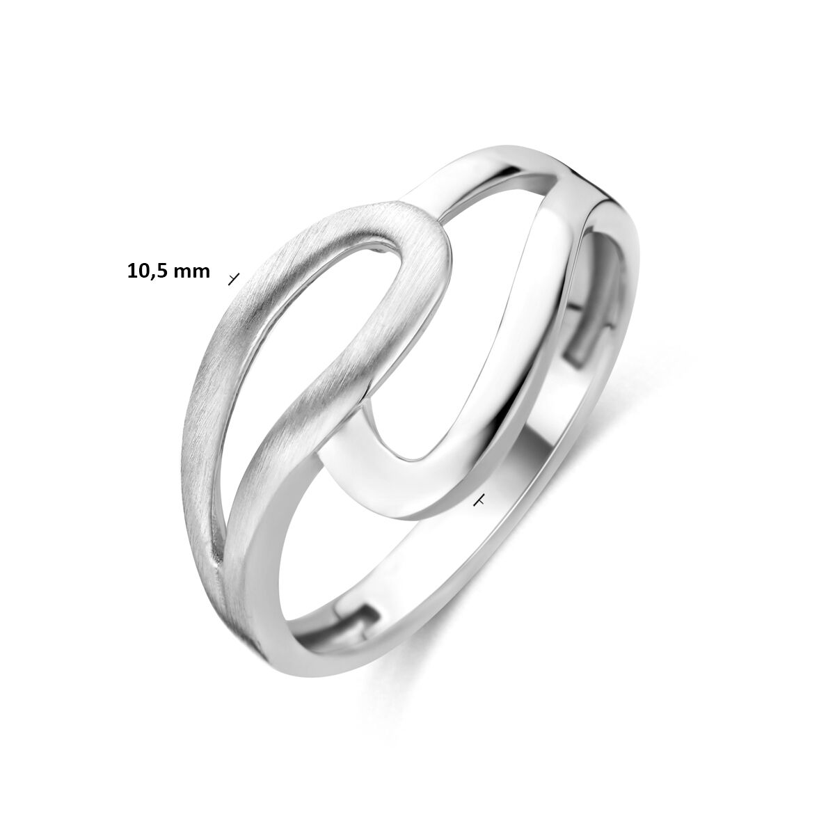 Ring poli/mat zilver gerhodineerd