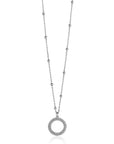 ZINZI Zilveren Ketting met Bolletjes en Ronde Hanger Bolstructuur 42-45cm ZIC2704