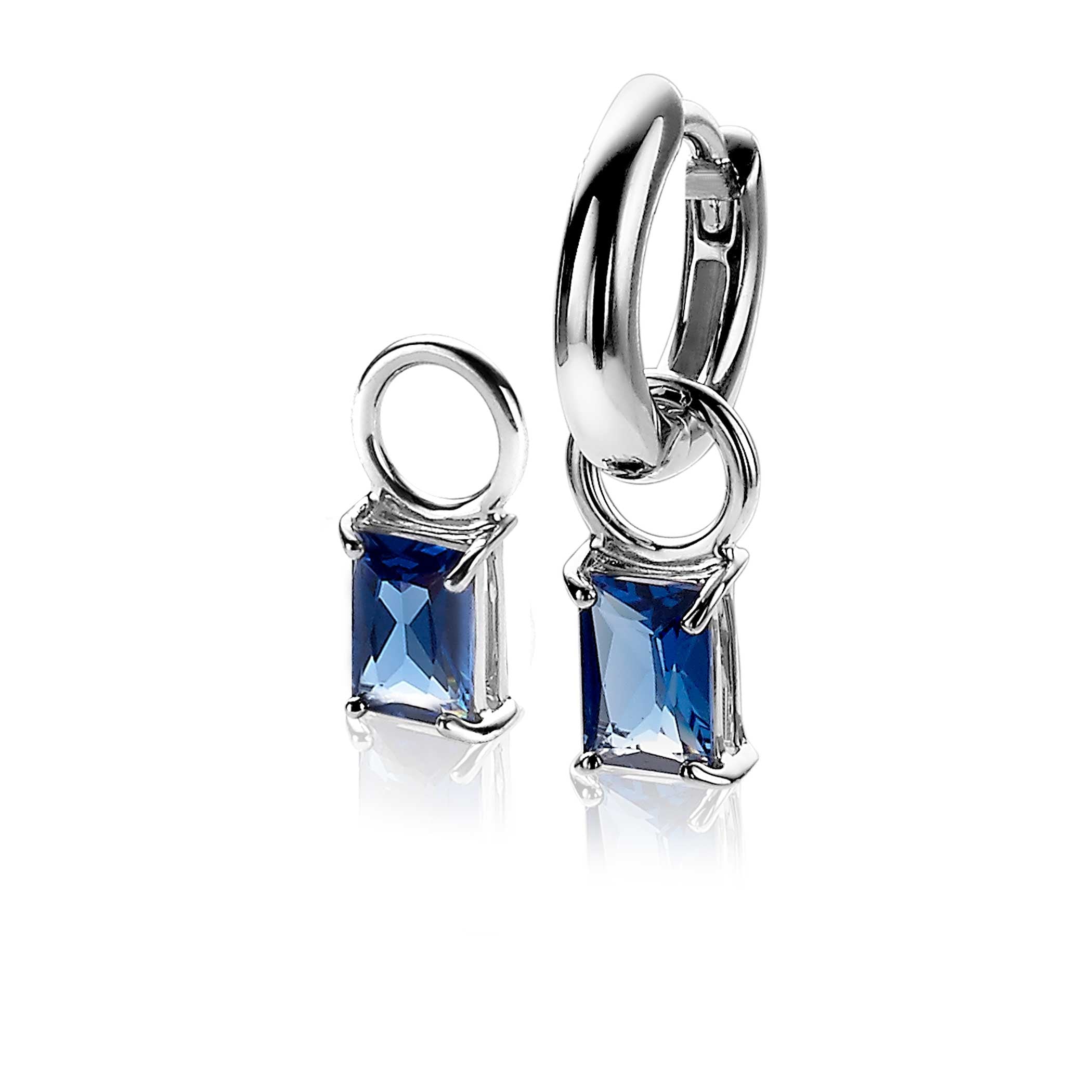 ZINZI Zilveren Oorbedels 12mm blauw - ZICH2021DB