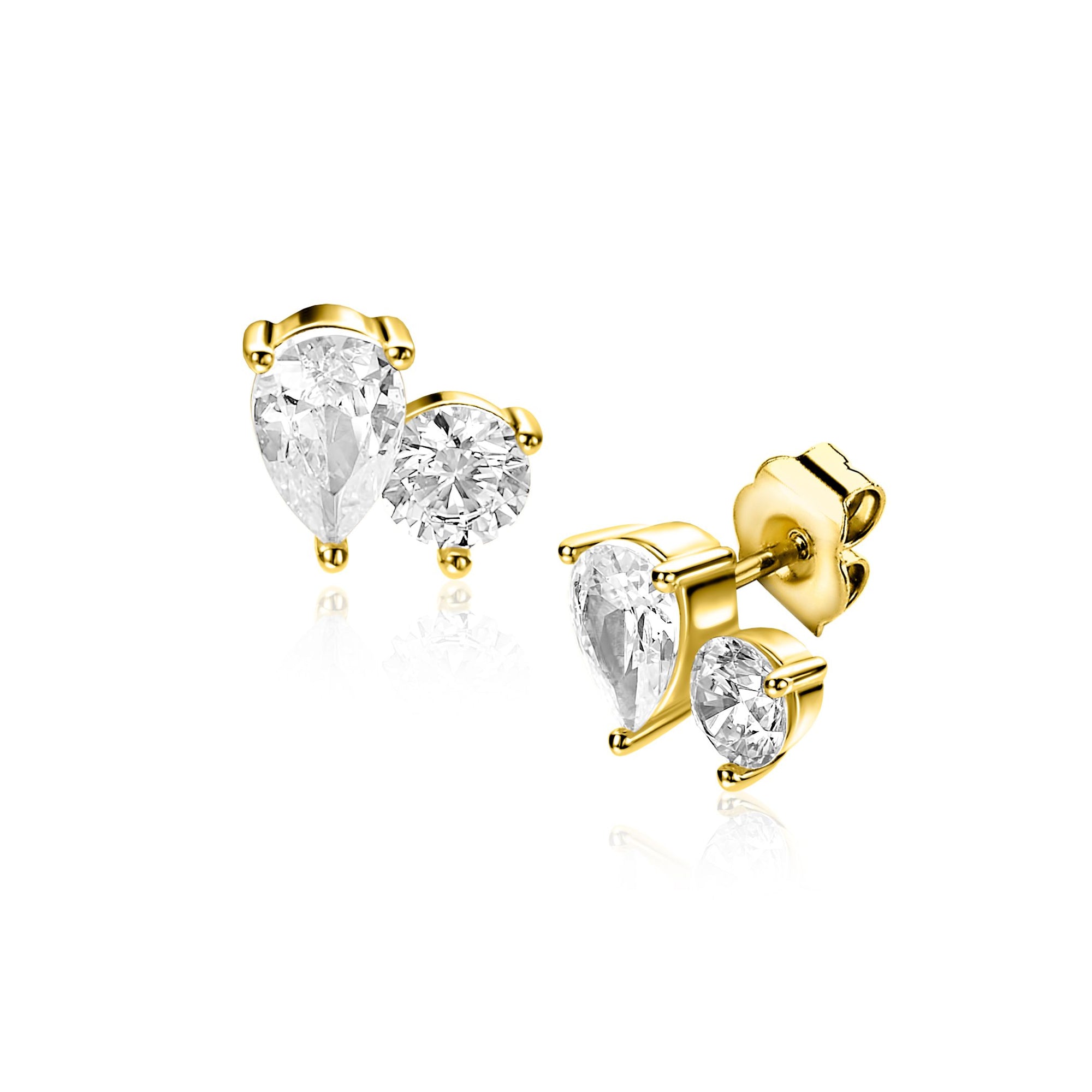 ZINZI gold plated zilveren oorstekers peer- en rondvormig met zirkonia 6,5mm ZIO2726Y - PansiteNederland.nl