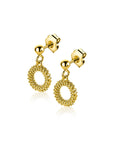 ZINZI gold plated zilveren oorstekers met open rondje van 8,5mm voorzien van een bolstructuur 14mm ZIO2704G - PansiteNederland.nl