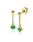 Zinzi 26mm gold plated zilveren oorstekers met kettinkje en een bungelende ronde groene kleursteen ZIO2660G - PansiteNederland.nl
