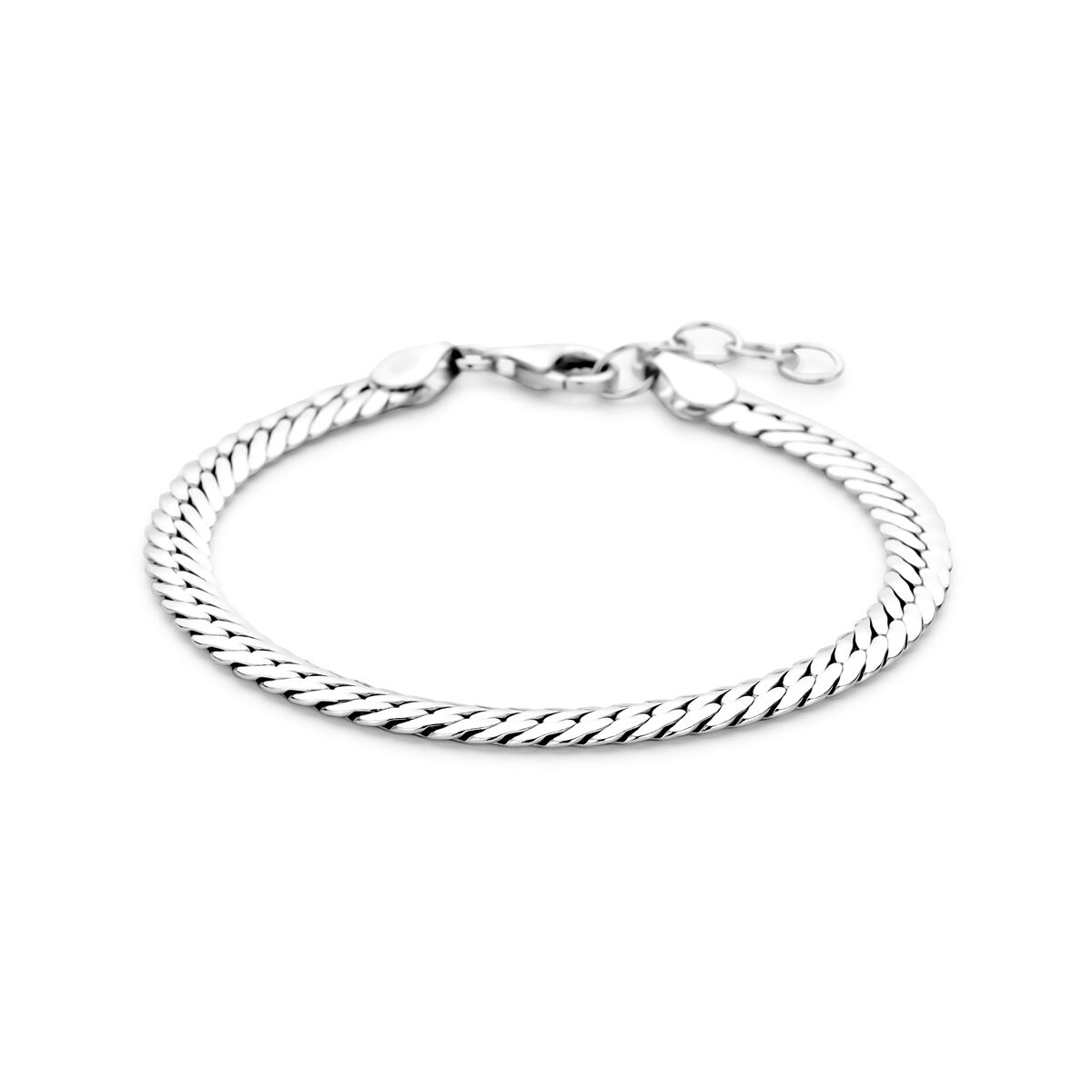 Armband gourmette 5 mm 17 + 3 cm zilver gerhodineerd