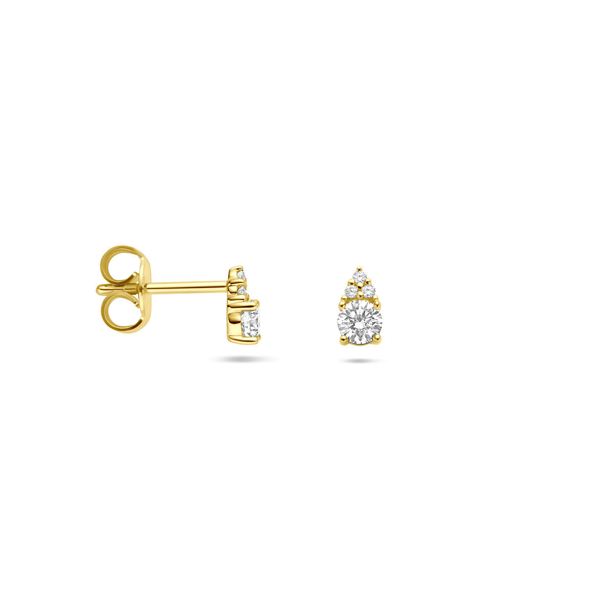 14K geelgouden oorknoppen diamant 0.28ct 2x 0.14ct h si 6 mm - 4034717