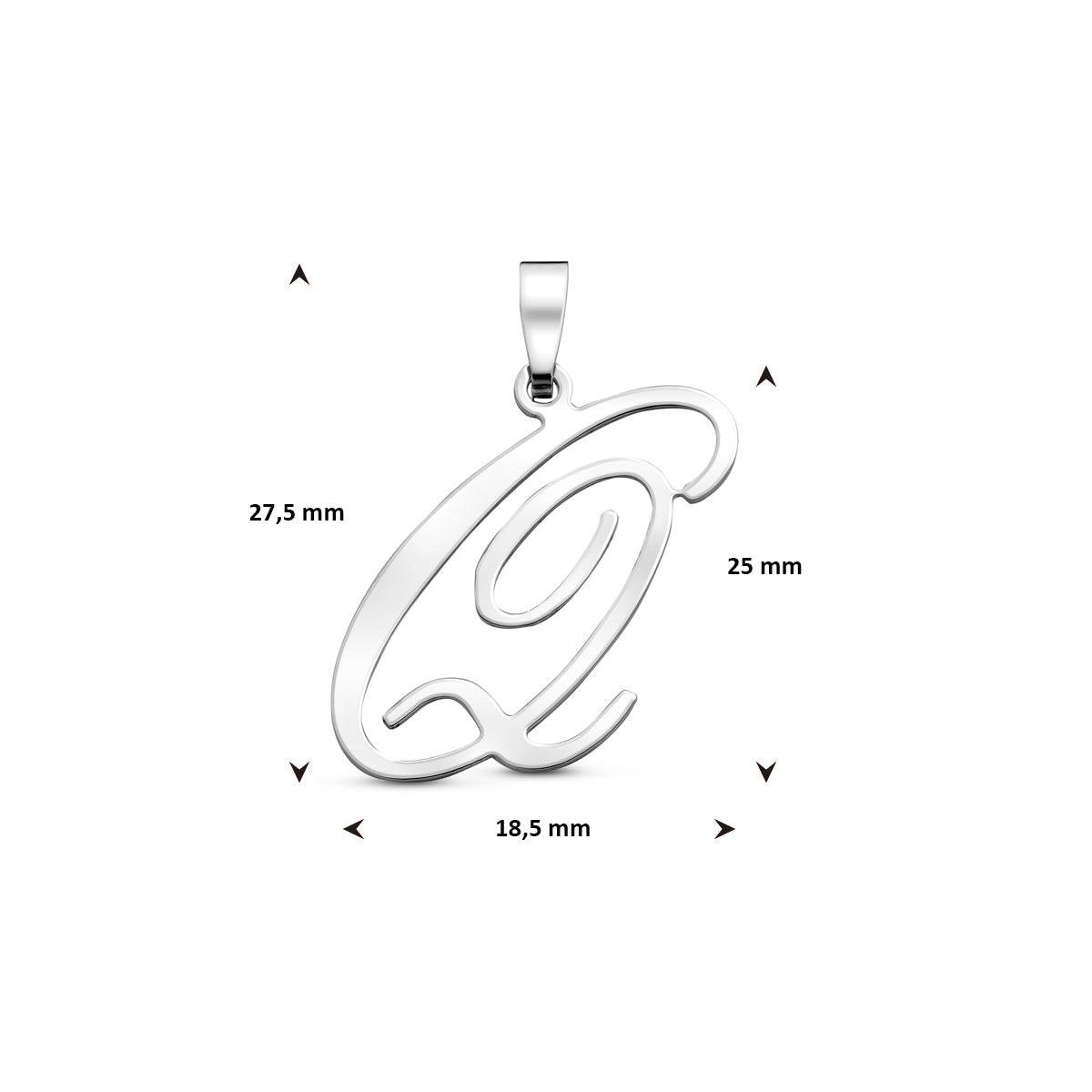 Hanger sierletter Q 25 mm zilver #Letter_Q