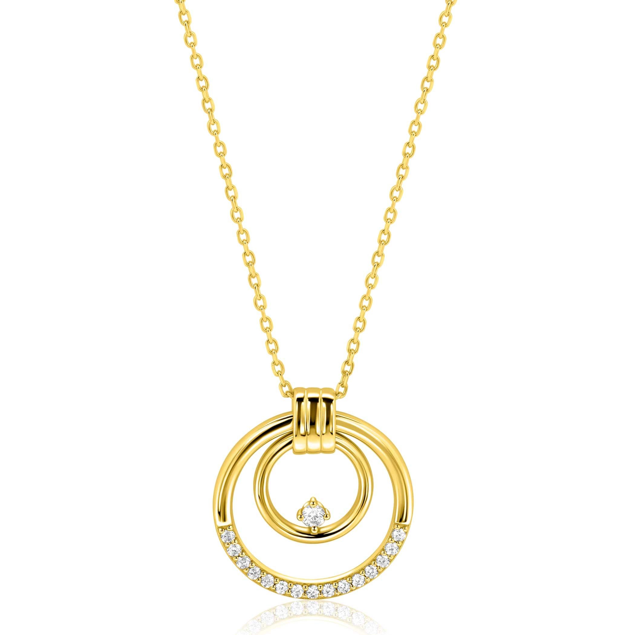 ZINZI Verguld Zilveren Ketting met Witte Zirkonia - ZIC2819