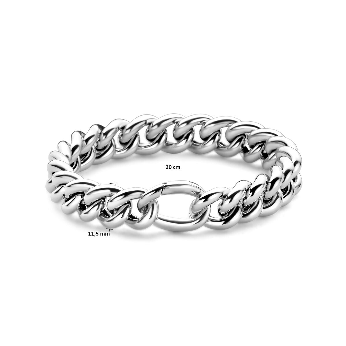 Armband gourmette 11,5 mm 20 cm zilver gerhodineerd