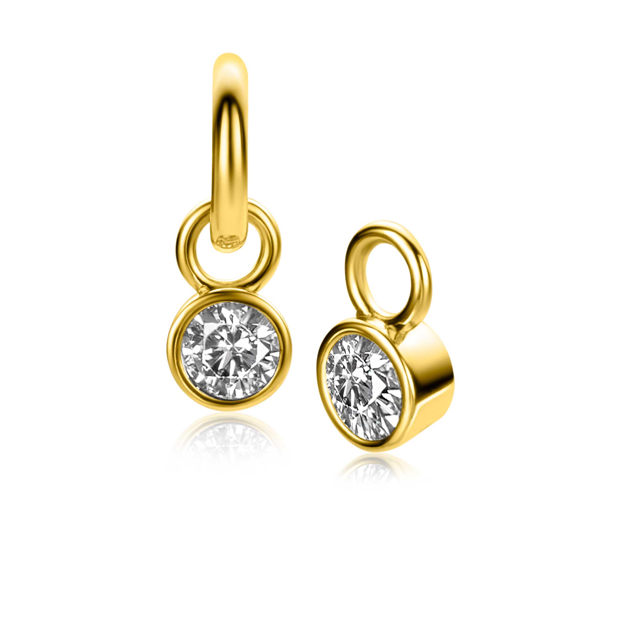 ZINZI APRIL oorbedels gold plated met geboortesteen diamant wit zirconia (excl. oorbellen)