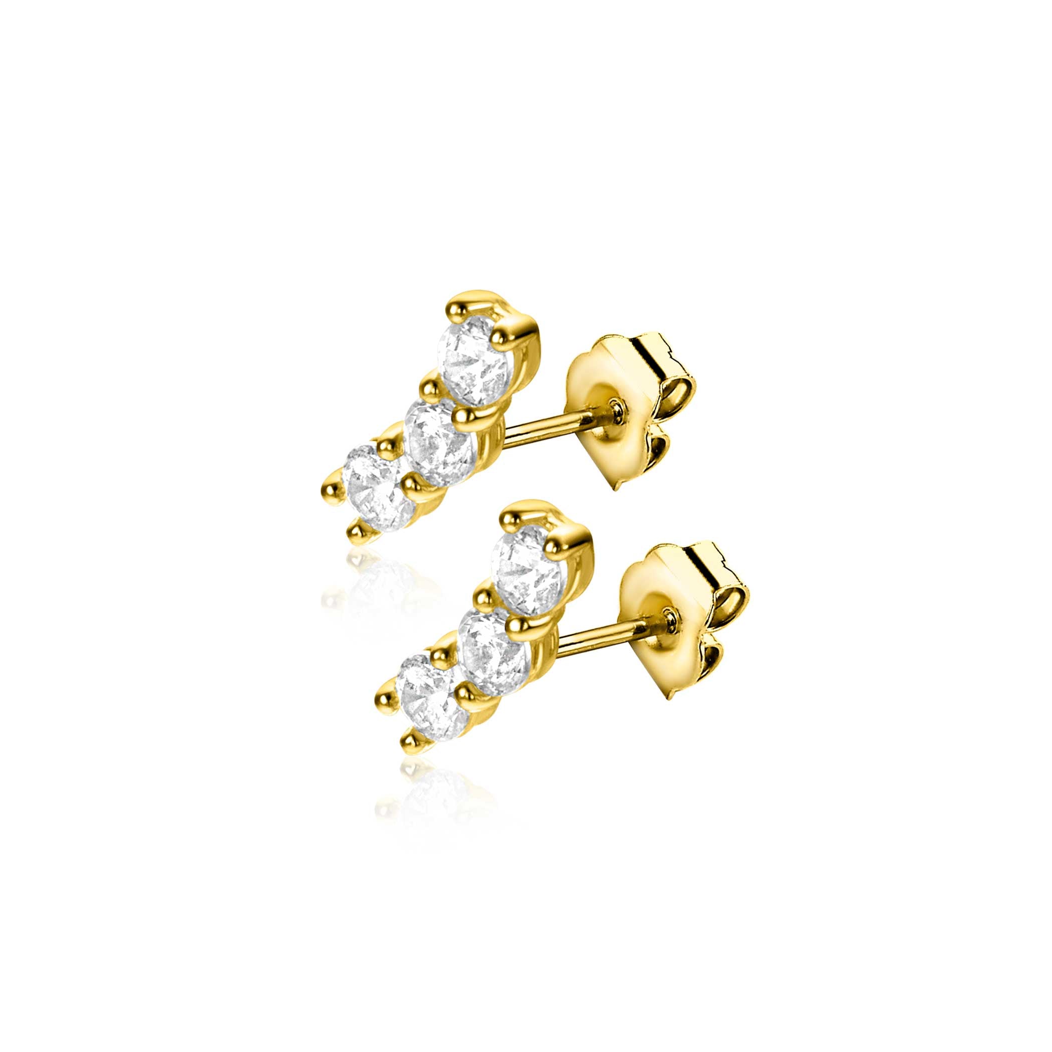 ZINZI 14K Gouden Oorknoppen met Witte Zirkonia ZGO515 oorbellen